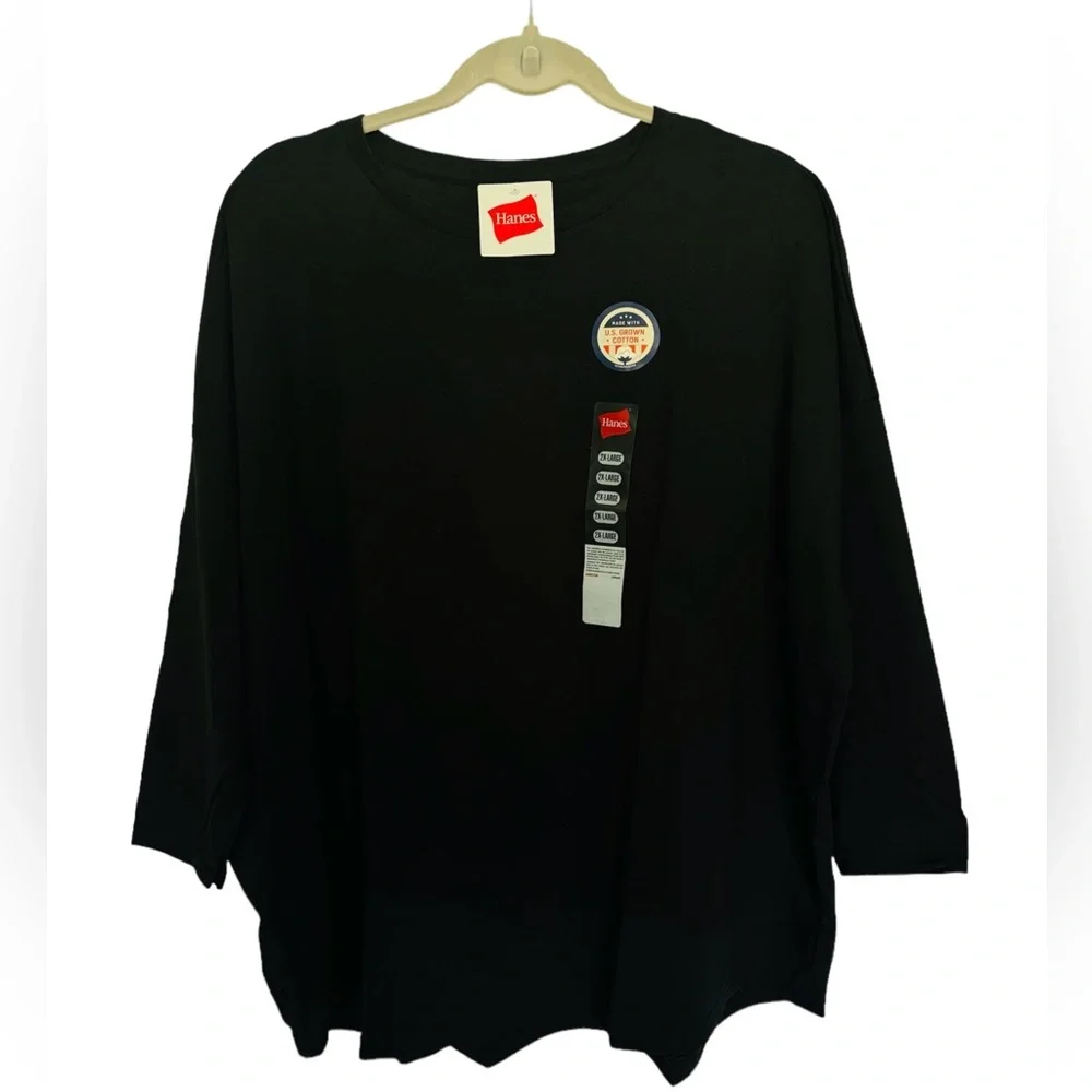 NWT 3/4 Sleeve 100% Cotton Crew Neck Women’s T-Shirt Hanes Size XXL - Picture 6 of 7